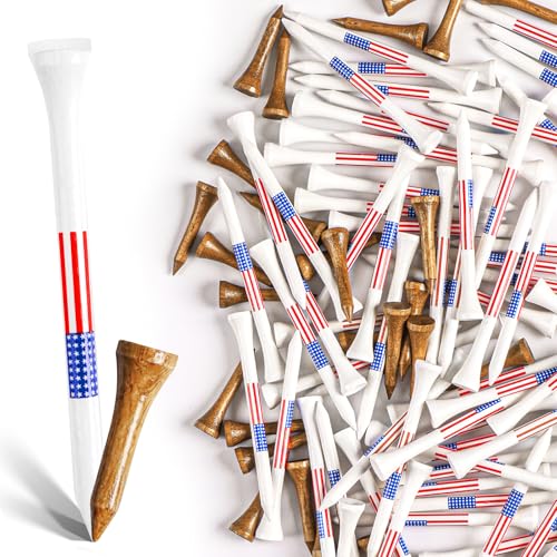 Amy Sport Golf Tees Western Birch Wood Value 100 Pack, 80 Tee 2 3/4 or 3 1/4 Inch with 20 Short 1 1/2 Inch Driving Range Tees, 5X More Durable 5X Stronger & Less Friction Tees