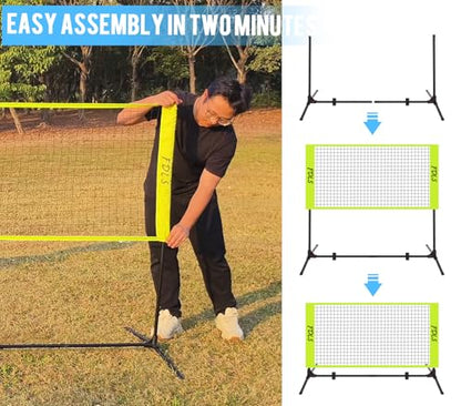 FDLS 5FT/10FT Portable Small Pickleball Net for Driveway Backyard,with Carry Bag for Indoor Outdoor, for All Levels, Easy Set up - style: 5FT Green(2 Paddles)