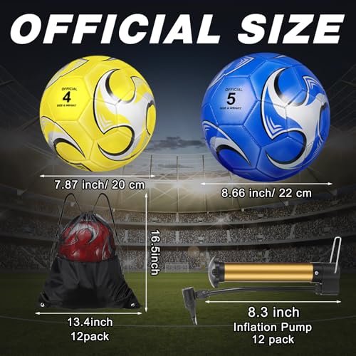 Ceenna 6 Pcs Soccer Ball Bulk with Pump Bag Machine Stitched Deflated Soccer for Outside Sports Training Game Practice - size: Size 4, style: Stylish