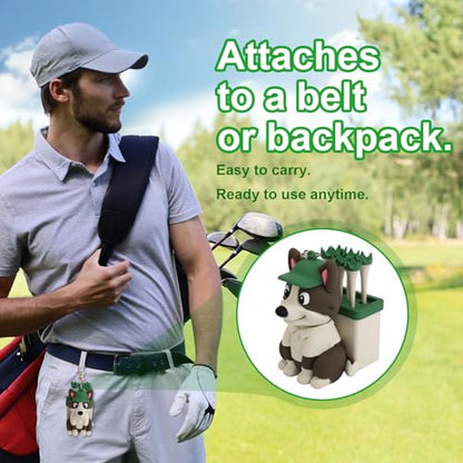 Penitue Caddie Golf Tee Holder, Including 8 Golf Ball Tees Creative Cute Cat Holder Set for Women Men Golfers Attaching to Backpack Shoulder Bag Belt