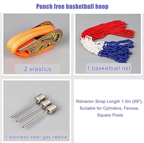 Adjustable Indoor/Outdoor Wall Mounted Basketball Hoop, Basketball Goal for Tree/Pole Hanging, Kids Adults Basketball Rim, Easy to Install - color: Punch-free Children's Models