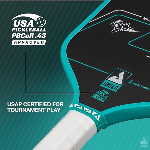 JOOLA Ben Johns Hyperion CFS Pickleball Paddle – Carbon Surface with High Grit & Spin, Elongated Handle, USAPA Approved Ben Johns Paddle - color: Crash Aqua