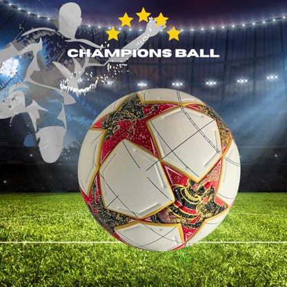 Professional Soccer Ball Size 5, Polyurethane Material, Thermo Bonded Construction, Youth and Adult - color: red