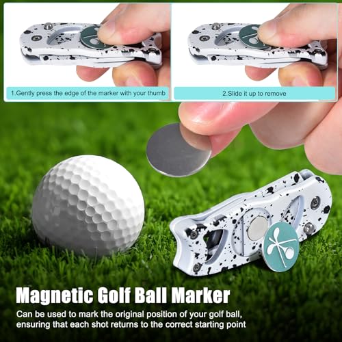 Golf Divot Repair Tool, 3 in 1 Compact Ball Marker Divot Tool, Foldable Golf Divot Tool for Repair & Maintain Green, Golf Essential, Ideal Gift for Golf Enthusiasts