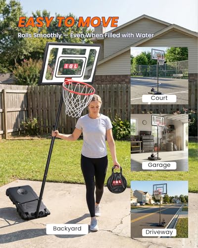IGL Kids Basketball Hoop Outdoor Adjustable, 33 Inch Portable Basketball Goal with PC Backboard, Fillable Base & 40 lb Weight Ball for Backyard & Driveway - color: Black