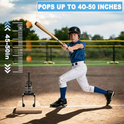 Softball Training Pop | Baseball Pop for Hitting Without a Pitcher(Compatible with Practice Wiffle Balls, 4 Softballs Included)