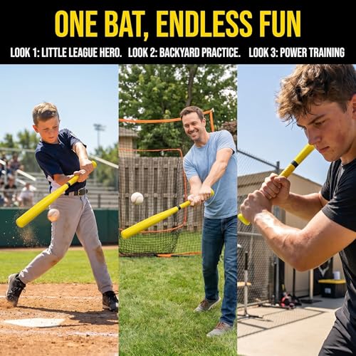 KOTIONOK Aluminum Baseball Bat - 28-30 Inch 35 Oz - Softball, Batting Practice, Pickup Games - Metal Tball Bat - color: Safety Yellow