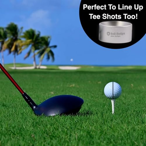 Ball Badge Aim Stripe - 360 Degree Golf Ball Line Marker Kit with Golf Bag Attachment for Perfect Alignment and Precision Putting - color: Silver