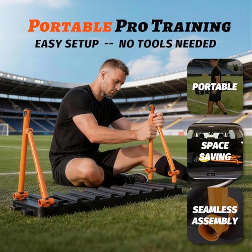 6-in-1 Soccer Rebounder Board with 6 Training Cones, Portable Dual-Surface Kickback Wall with 3 Adjustable Angles (60°/75°/90°) for Passing, First-Touch & Reaction, Backyard Soccer Training Equipment