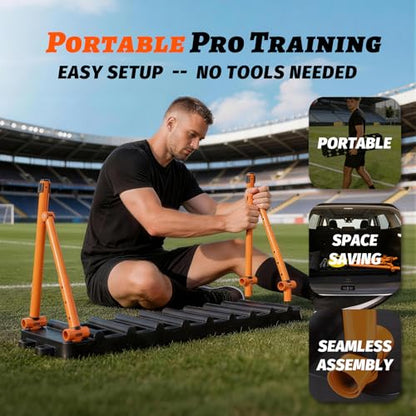 6-in-1 Soccer Rebounder Board with 6 Training Cones, Portable Dual-Surface Kickback Wall with 3 Adjustable Angles (60°/75°/90°) for Passing, First-Touch & Reaction, Backyard Soccer Training Equipment