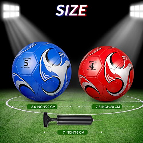 HyDren 4 Pcs Soccer Ball with Pump Official Size 4/5 Deflated Soccer Balls Bulk for Outdoor Indoor Practice Training Sport Gift for Kid Teen Youth Adult Back to School - size: Size 4, style: Stylish