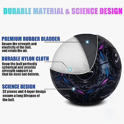Size 5 Soccer Ball, Official Size & Weight for Training, Unique Appearance-Convenient Pump Included