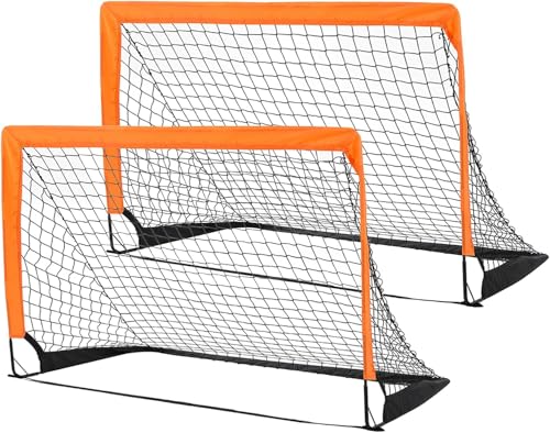 2-Pack 4’ x 3’ Soccer Goals for Backyard, Pop Up Folding Soccer Goal Net for Indoor or Outdoor, Practice Mini Soccer Goals for and Youth, Training Football Net with Carry Bag
