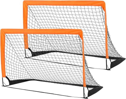 2-Pack 4’ x 3’ Soccer Goals for Backyard, Pop Up Folding Soccer Goal Net for Indoor or Outdoor, Practice Mini Soccer Goals for and Youth, Training Football Net with Carry Bag
