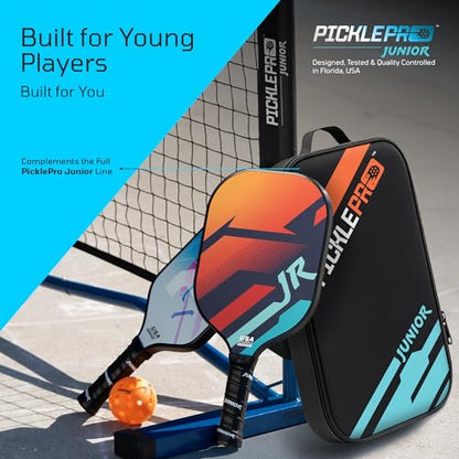 PicklePro Junior Pickleball Bag – Lightweight Pickleball Paddle Bag for Kids & Youth, Durable Oxford Cloth Paddle Case, Compact - Holds Up to 3 Paddles