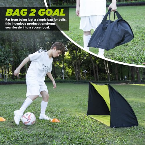 Auto Pop Up Soccer Goal - Set up in 1 Sec, Portable & Lightweight, 36 × 24 Folding Soccer Nets for Kids and Youth Outdoor Soccer Ball Training Equipment Goals