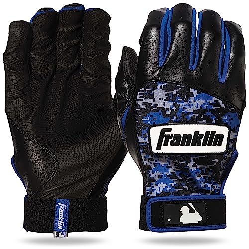 Franklin Sports MLB Youth Batting Gloves - Digitek Camo Baseball + Softball - Premium Leather - Many Sizes + Colors - Youth - color: Gray/Black/Royal, size: Medium