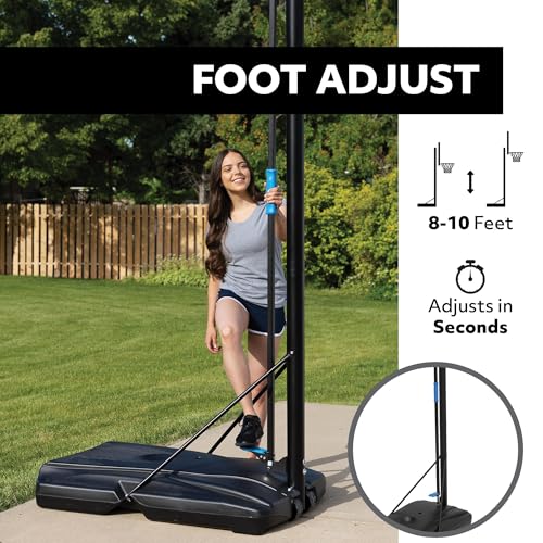 Lifetime Adjustable Portable Basketball Hoop, 50-Inch Backboard, 8-10 ft Height Foot Adjustment