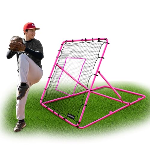 VELOCITY Adjustable Baseball Rebounder Net with 3 Return Angles, 4x4.5 Feet Soft Ball and Baseball Net for Skill Development Multi Sport Pitchback Feilding Trainer for Solo Practice