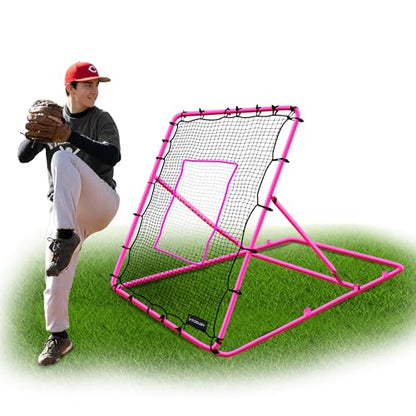 VELOCITY Adjustable Baseball Rebounder Net with 3 Return Angles, 4x4.5 Feet Soft Ball and Baseball Net for Skill Development Multi Sport Pitchback Feilding Trainer for Solo Practice