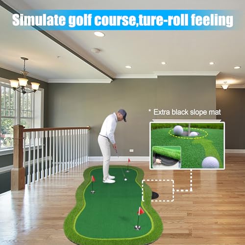 Golf Putting Green/Mat-Golf Training Mat- Professional Golf Practice Mat- Green Long Challenging Putter for Indoor/Outdoor - style: 4.8x8ft mat