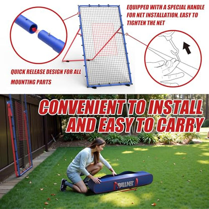 Professional Volleyball Rebounder Net,Volleyball Net Size 7×4FT,with 5-Speed Adjustable Angle Training Equipment,Anti-Slip Base Design,Improve Volleying,Bumping,Spiking Skills