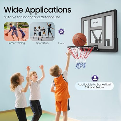 Wall Mounted Indoor Basketball Hoop Set, 44"x30" Basketball Backboard & Professional Rim Combo with Reinforced Wall Mount Bracket and Net for Indoor Outdoor Basketball Training