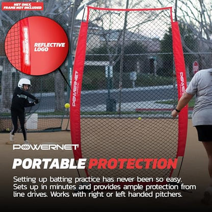 PowerNet Baseball Training Equipment Baseball Net, Portable Softball Batting Practice Pitching Screen, 7-FT I-Screen or A-Frame Pitching Net - color: Red, style: I-Screen NET ONLY
