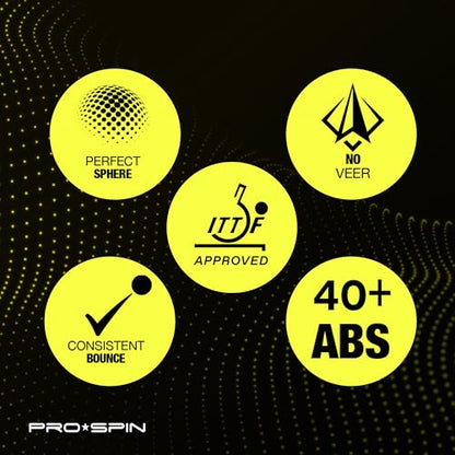 PRO-SPIN Ping Pong Balls – 3-Star ITTF-Approved Premium Table Tennis Balls | High-Performance 40+ ABS Professional Quality for Indoor & Outdoor Play (Pack of 3)