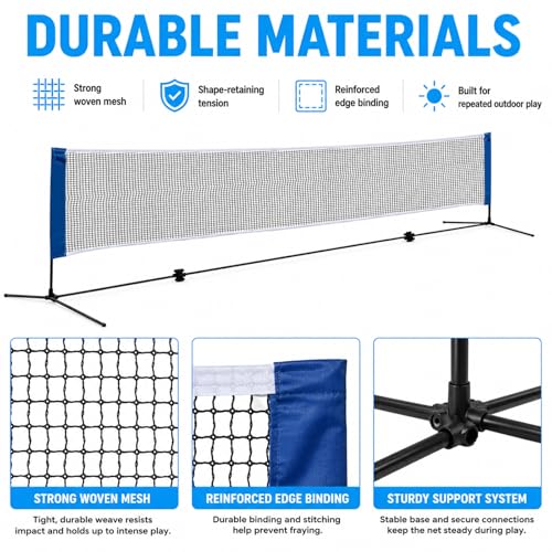 20" Portable Badminton Net with Carry Bag, Foldable Volleyball + Badminton Sets for Beach, Swimming Pool, Grassland, Backyard