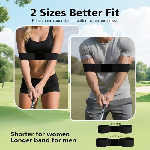 2 Pack Golf Swing Training Aid Swing Correcting Arm Band for Muscle Memory & Body Connection – Golf Trainer for Beginners, Left/Right-Handed Players (Black)