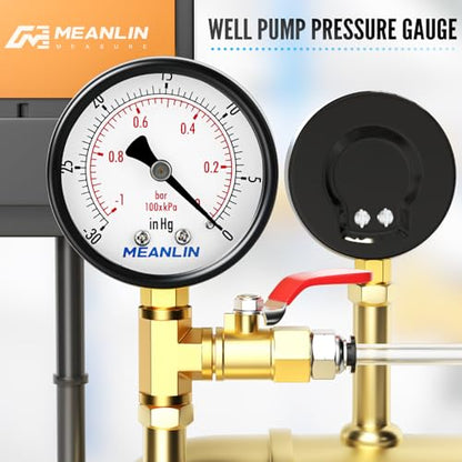 -30inHG~0Psi Dry Vacuum Pressure Gauge, 2" DIAL FACE 1/4" NPT WOG Water Oil Air Pressure Test, Lower Mount, with 1/2" NPT and 3/8" NPT Hex Bushing - size: -30inHG-0Psi, style: 1/4"NPT Lower Mount
