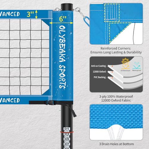 Professional Volleyball Net Set for Outdoor Fun with Adjustable Aluminum Poles, Upgraded Anti-sag Net, PU Volleyball, Boundary Line, Large Carry Bag