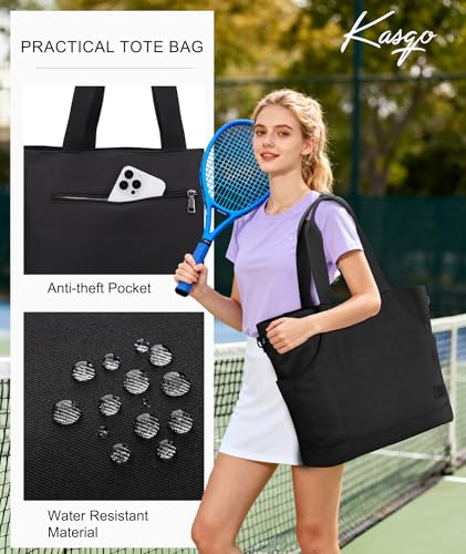 Tennis Bags for Women, Large Pickleball Tote Bag Men 2 Rackets Lightweight Crossbody Shoulder Bag for Gym Sport - color: Black