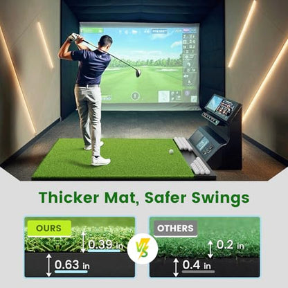 Golf Hitting Mat with Ball Tray, 5x4 / 6x4 ft, 26mm / 31mm Thick, Pro & Elite Turf with Swing Path Line, Premium Golf Practice Mat for Indoor & Outdoor Swing, Chipping, Training - style: 5×4 ft PRO Turf – 26mm