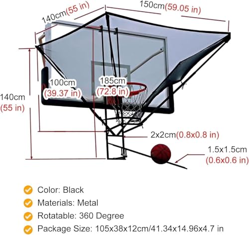 Basketball Practice Network Ball Return for Basketball Hoop, 180° Rotating Shooting Practice Return Attachment, Funnel-Shaped Basketball Training Aid Equipment