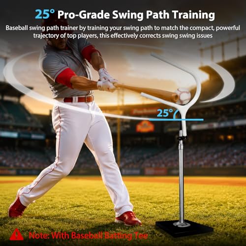 25° Baseball Swing Path Trainer, Upgraded All-Aluminum Tubing Clamps Bat Path Trainer, Softball & Baseball Swing Path Trainer