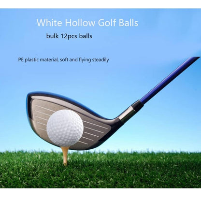 White Hollow Practice Golf Balls Plastic 12Pcs,42mm Plastic Golf Training Balls Airflow Limited Flight Golf Balls for Swing Practice Driving Range Home Backyard Use