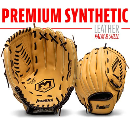 Franklin Sports Field Master Baseball + Softball Glove - Field Master Adult + Youth Baseball + Softball Mitt - Men's + Women's Gloves - Right Hand Throw - color: Camel, style: 13" - Basket “V” Web