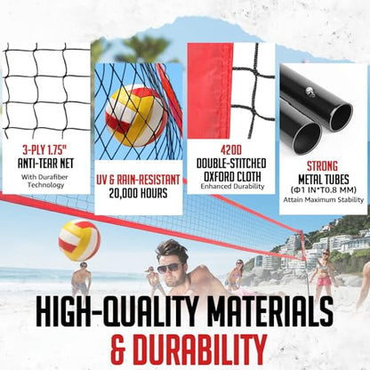 ZEALFEEL Volleyball Net, 12FT Training Set with 3-Level Adjustable Height (8'/7.4'/6.6'), Freestanding Portable Practice Net for Backyard, Serving & Spiking Drills, with Carry Bag for Outdoor & Indoor - style: 12FT Volleyball Net 3-Height Adjustable