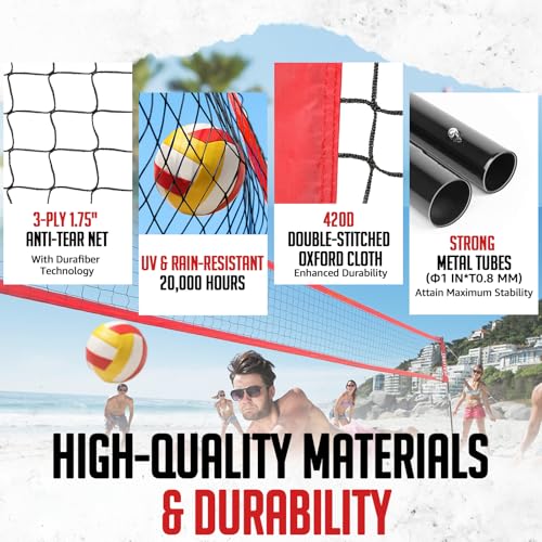 ZEALFEEL Volleyball Net, 12FT Training Set with 3-Level Adjustable Height (8'/7.4'/6.6'), Freestanding Portable Practice Net for Backyard, Serving & Spiking Drills, with Carry Bag for Outdoor & Indoor - style: 12FT Volleyball Net Set 3-Height Adjustable