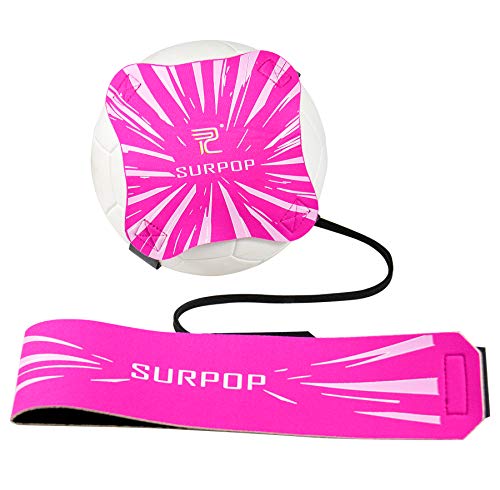 Surpop Soccer/Volleyball/Rugby Trainer, Football Kick Throw Solo Practice Training Aid Control Skills Adjustable Waist Belt for Kids Adults - color: pink