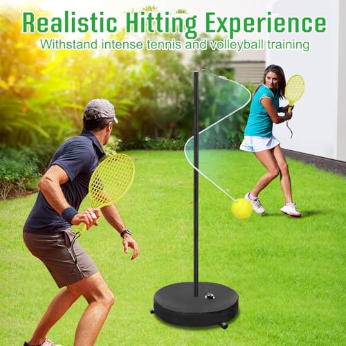 [2026 Upgrade] Tetherball Tennis&Tetherball Set,Heavy Duty Tetherball Equipment with 95" Adjustable Height Pole,2 Tennis Balls,2 Rackets,1 Tetherball with Rope,for Backyard,Beach or Home
