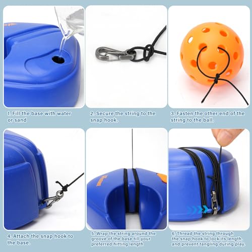Westant Match Buddy Pickleball Trainer - Pickle Ball Practice Rebounder with 2 Balls, Pickleball Training Aids for Adults, Kids, for Self Practice - color: Blue