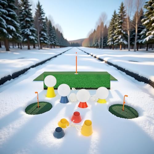 1 Set Winter Golf Tees,Rubber Golf Tees with 4 Different Heights for Frosty Days Hard Ground Home Driving Range Mat Training Practice Kits,Prevent Loss Golf Ball Holder,Golf Accessory