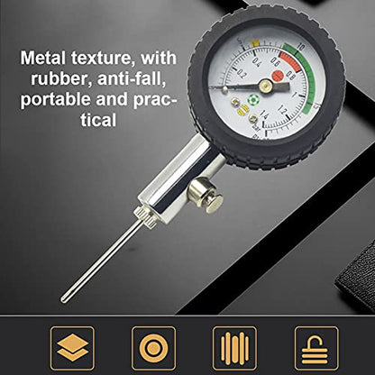 Soccerball Air Pump, Portable Football Basketball Volleyball Pointer Pressure Gauge, Mini Utility Air Pressure Gauge Barometer Tool