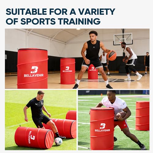 BELLAVENIR 4-Pack Pop Up Defender Dummy, Portable Foldable Training Equipment for Basketball, Football, Soccer Sports Blocking Drills Equipment