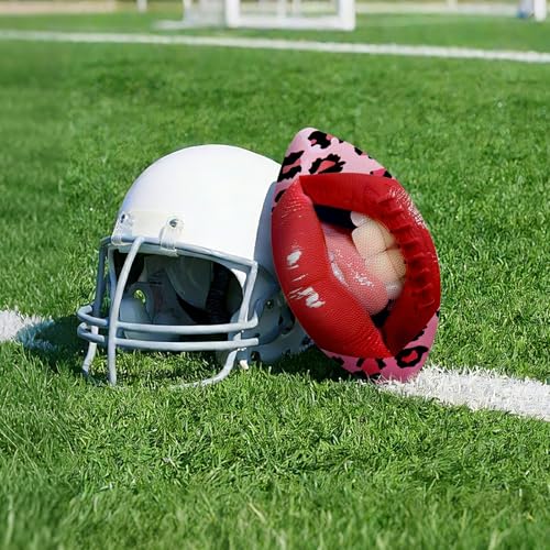 American Football, Official Size 11.9 x 7.3 Inch, Premium Composite Leather High-Grip Ball with Pro-Style Lacing, Unique Prints for Training, Games & Gifts - color: Lip Pink Leopards