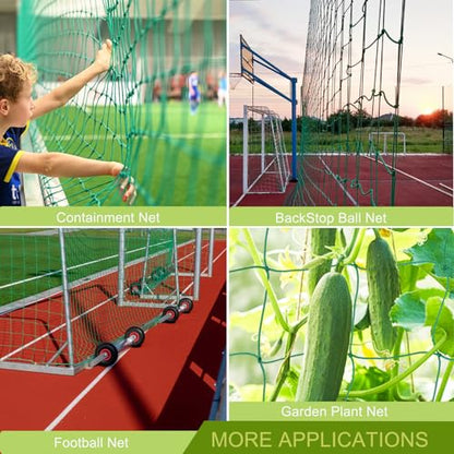 Aoneky Soccer Backstop Net - Heavy Duty Practice Barrier & Containment Net for Training, High Impact Hitting Netting, 10-15 x 10-60 Ft Sizes for Football/Soccer - size: 10 x 50 ft