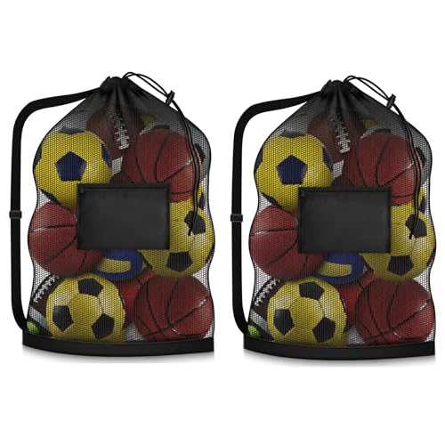 Extra Large Soccer Ball Bag，40x30 Inch Extra Large Mesh Equipment Sack for Coaches, Storage Bag for Basketball, Volleyball, Gym Equipment, Swimming Gear - color: Black+Black (With Pocket)
